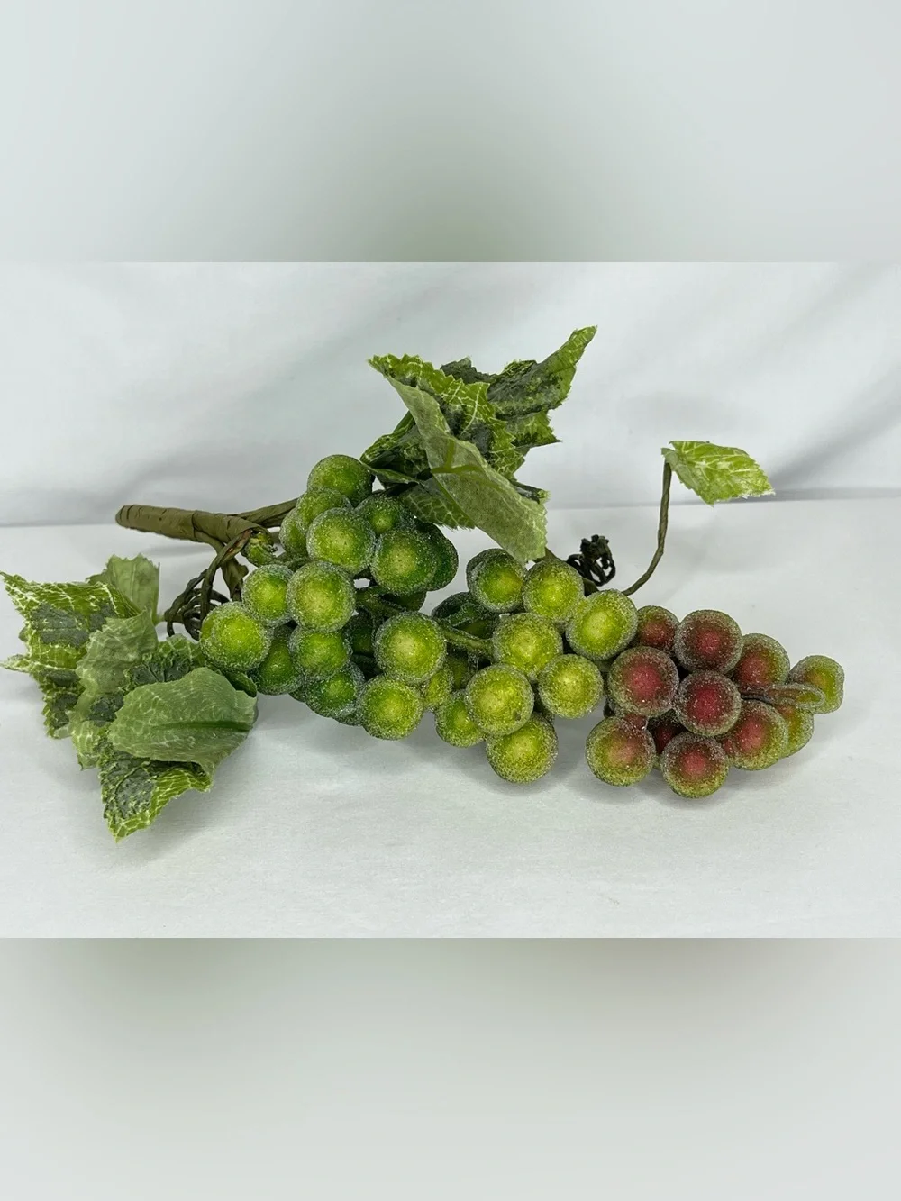 Vintage Frosted Faux Green Grape Stem. 9.5